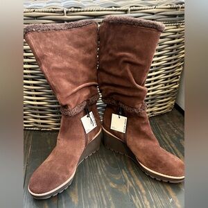 Brand new with tags Anne Klein Faux Fur Boots Brown Sz 8.5 Wedge